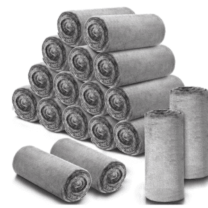 A pile of rolls of paper towels stacked on top of each other.